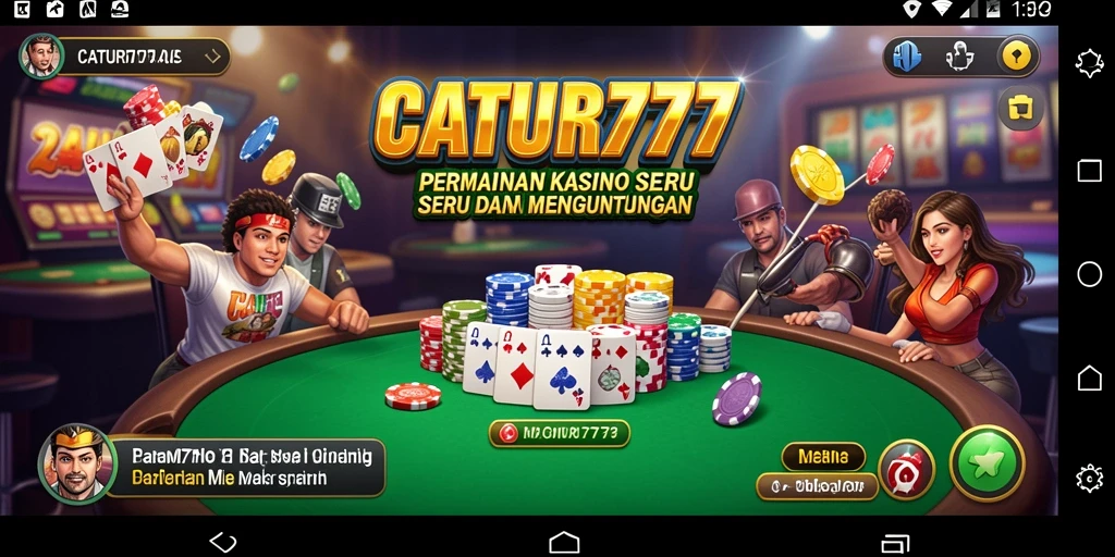Tampilan gameplay seru di CATUR777 dengan suasana kasino yang menawan.