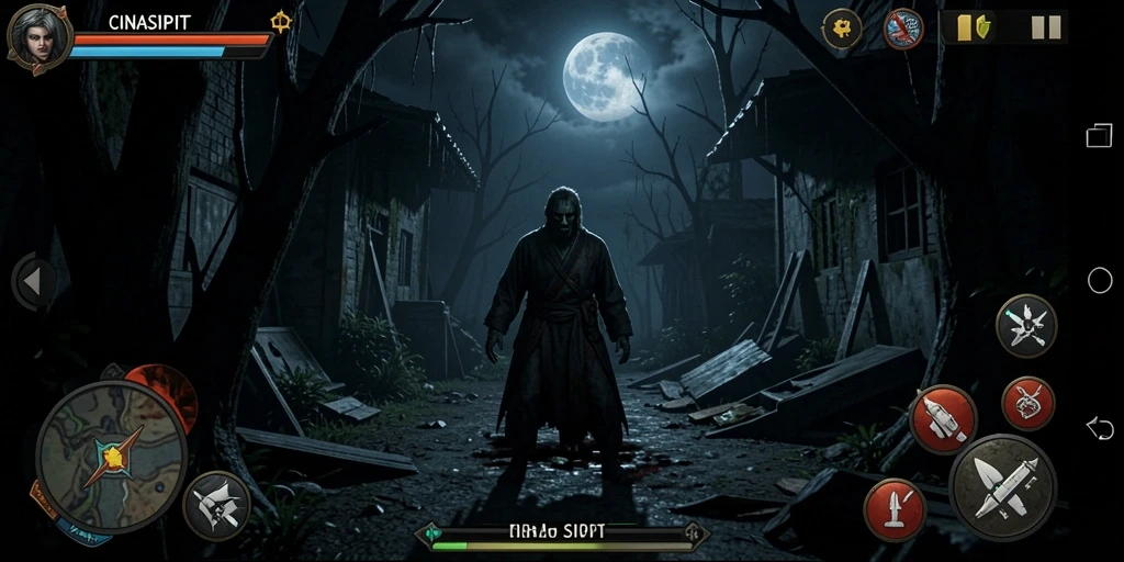Screenshot gameplay menampilkan suasana menyeramkan dari CINASIPIT.