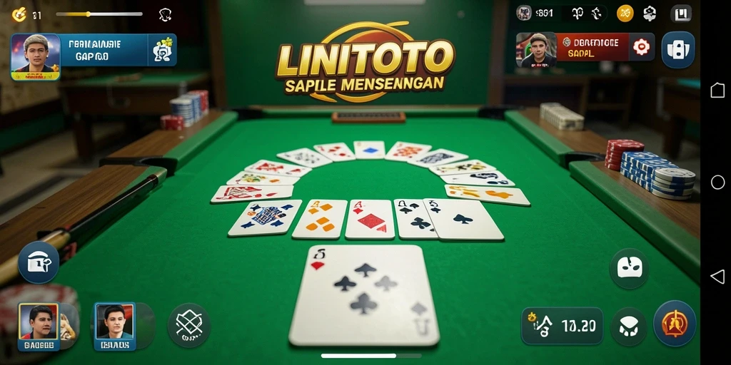 Screenshot gameplay LINITOTO menampilkan permainan gaple yang seru.