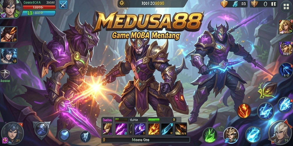 Tampilan gameplay seru dari MEDUSA88 dengan pertarungan MOBA yang mendebarkan.