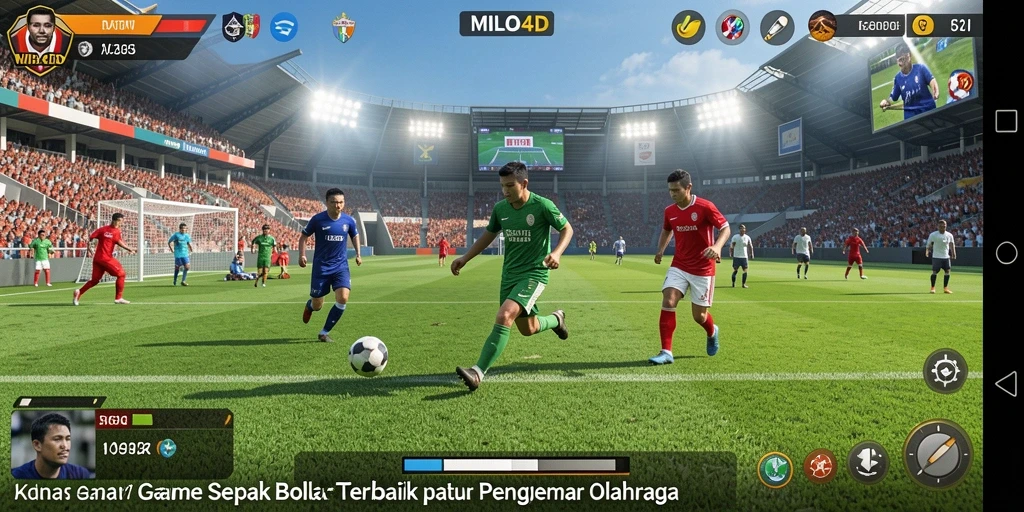 Tampilan gameplay <strong>MILO4D</strong> yang menampilkan aksi seru di lapangan sepak bola.