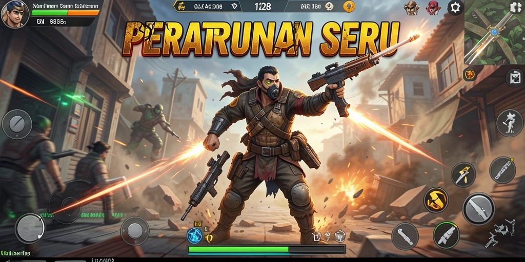 Tampilan gameplay seru OLX128 dengan pertarungan intens.