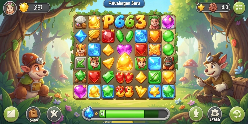 Tangkapan layar gameplay SP666 menunjukkan aksi seru dalam mencocokkan simbol.