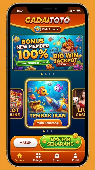 Tampilan aplikasi gadaitoto yang sederhana dan menarik.
